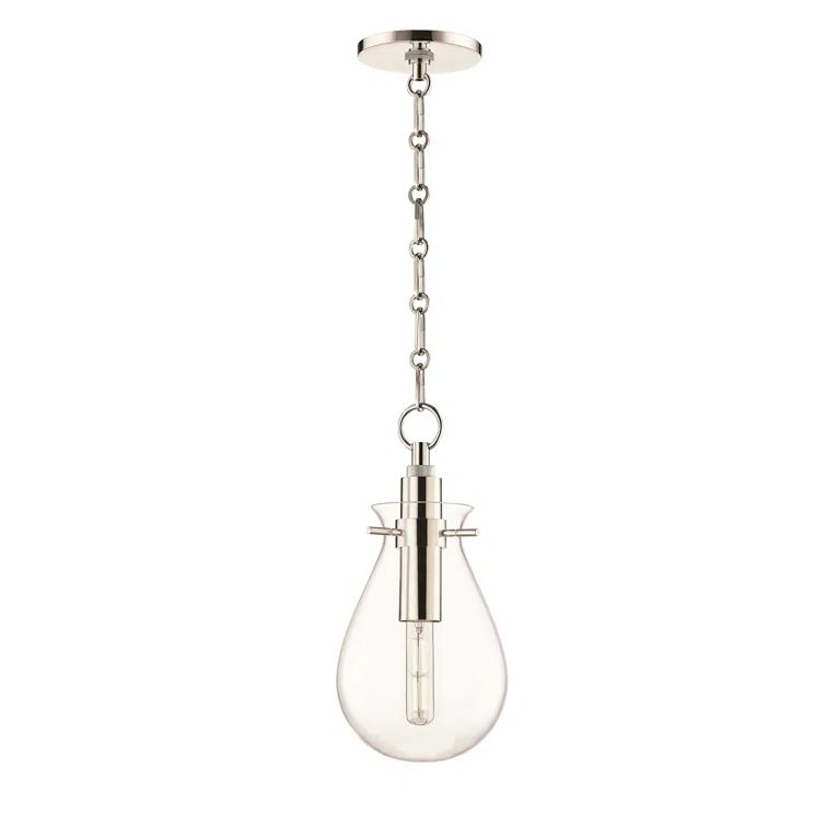 Polished Nickel Clear Glass LED Pendant Light