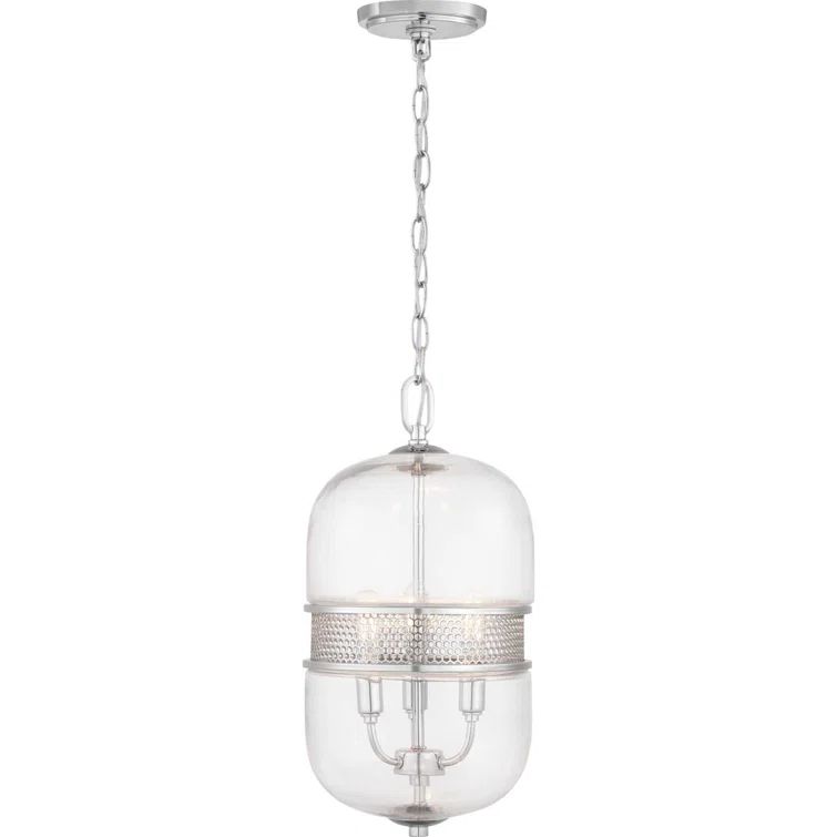 Cayce Polished Chrome Glass 3-Light Pendant