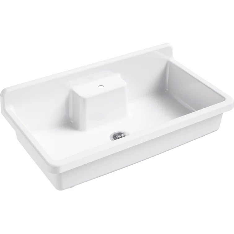 White Cast Iron Drop-in Farmhouse Kitchen Sink