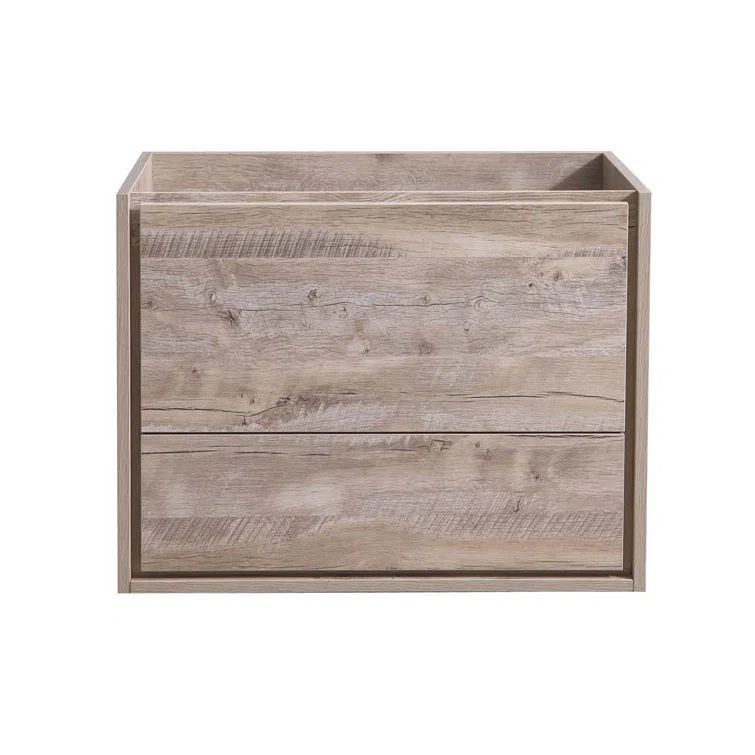Rustic Natural Wood 30" Wall Mount Bathroom Vanity Cabinet