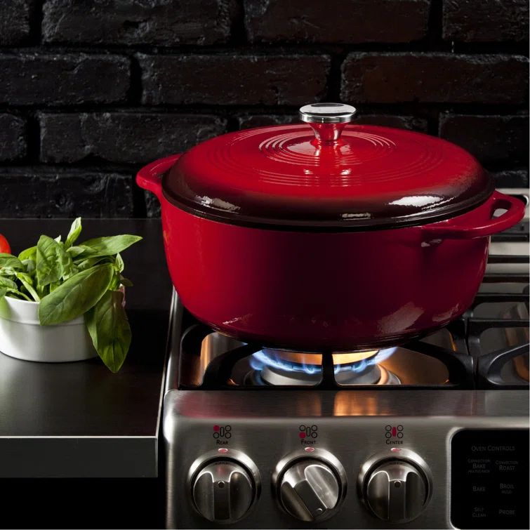 Red Enameled Cast Iron 7.5 Quart Dutch Oven