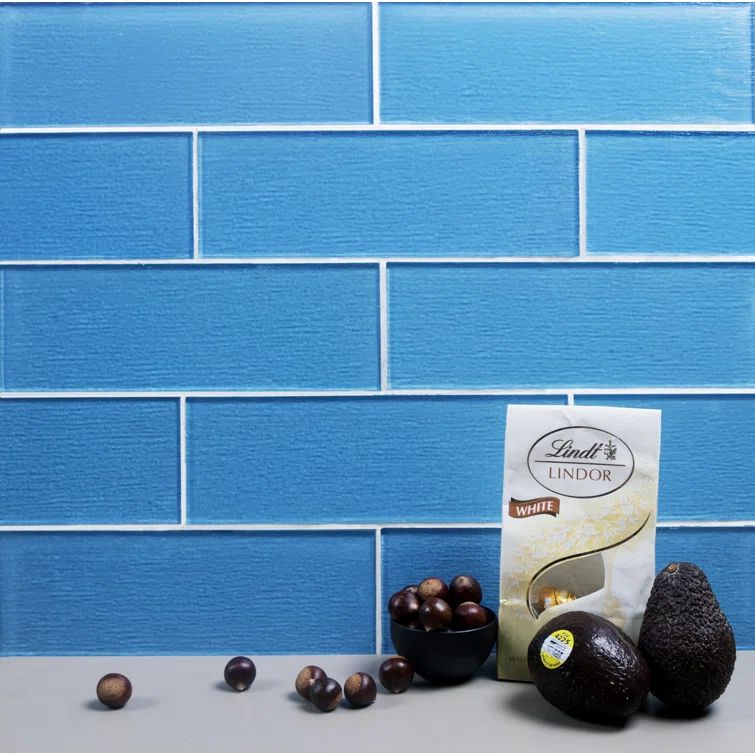 Sky Blue 4" x 12" Polished Glass Subway Wall Tile