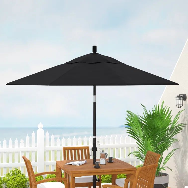 9 ft Black Olefin Octagonal Market Umbrella with Bronze Metal Pole