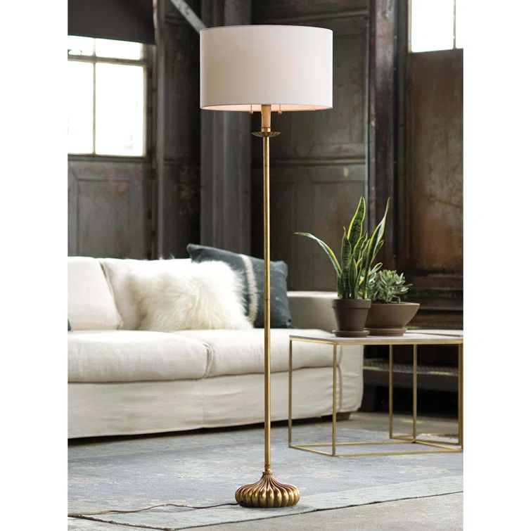 Regina Andrew Clove Stem Antique Gold Leaf 2-Light Floor Lamp