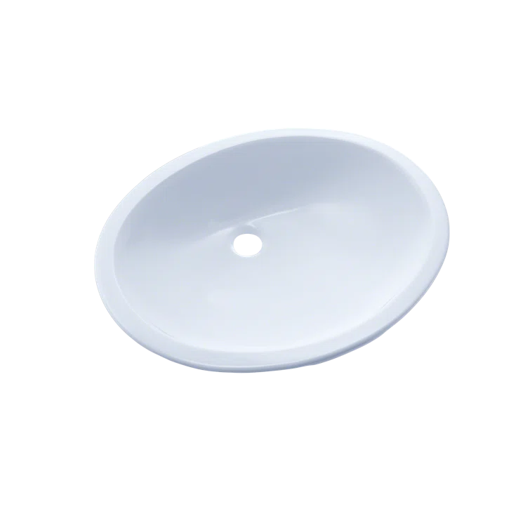 Elegant Oval Undermount Beige Ceramic Bathroom Sink with Overflow