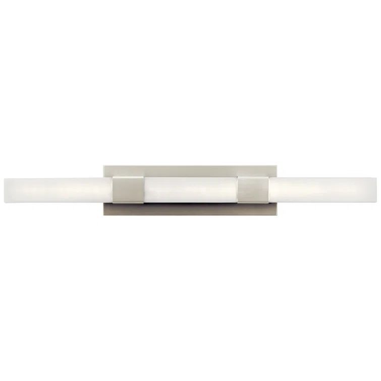 Sleek Satin Nickel LED Vanity Light with White Polycarbonate Shade