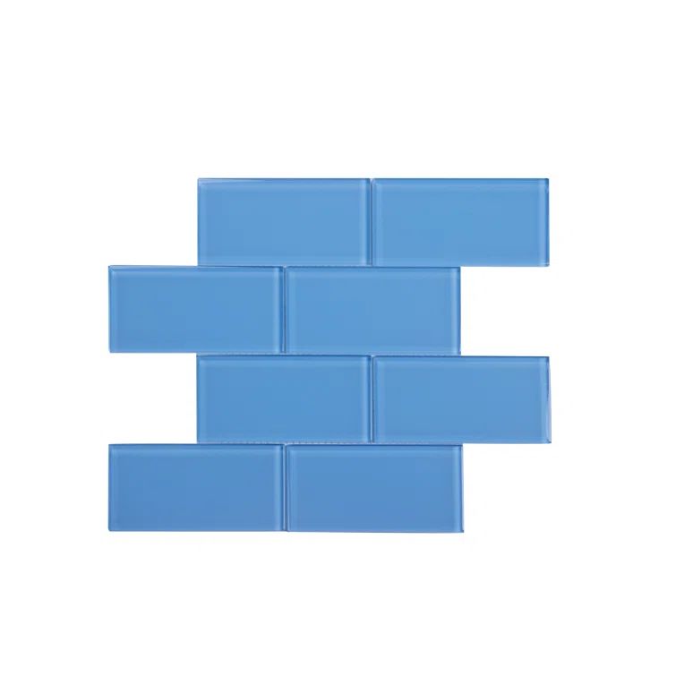 Sky Blue Polished Glass Subway Tile 3" x 6"