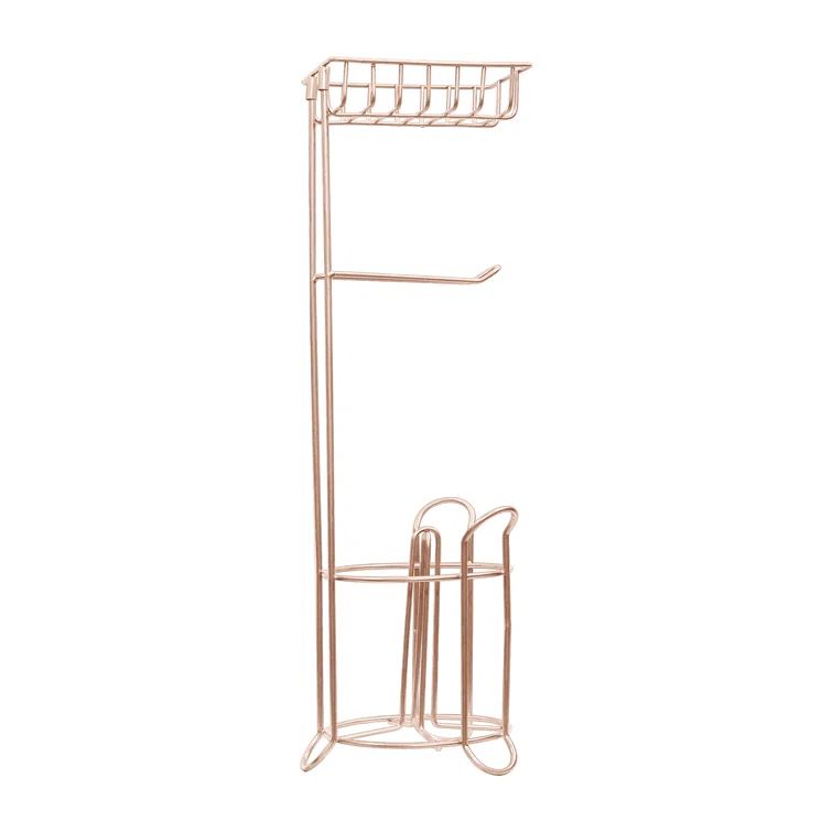 Copper Freestanding Tissue Roll Holder with iPhone Storage