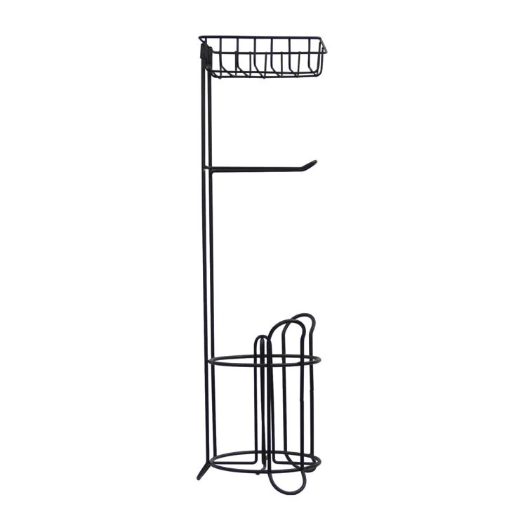 Dark Bronze Freestanding Stainless Steel Toilet Paper Holder with Storage Shelf