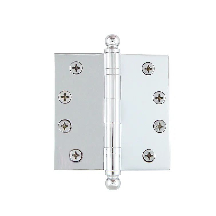 Bright Chrome 4" x 4" Ball Tip Heavy Duty Hinge
