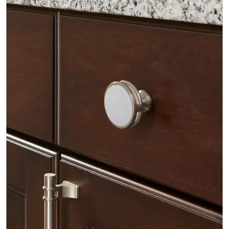 Satin Nickel Round Cabinet Knob with Mounting Hardware