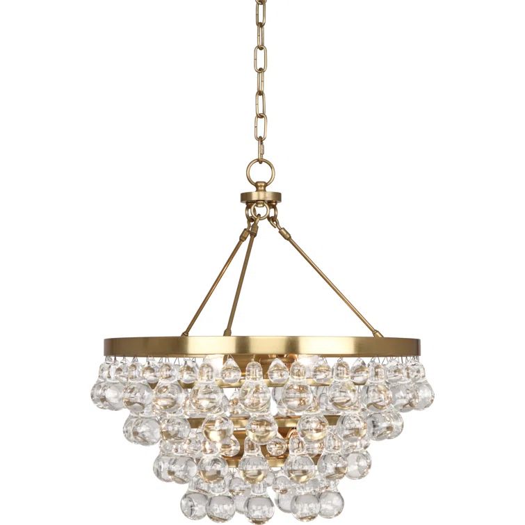 Antique Brass and Crystal 4-Light Tiered Chandelier