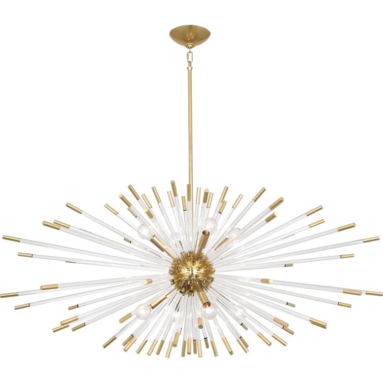 Modern Brass 8-Light Sputnik Sphere Chandelier