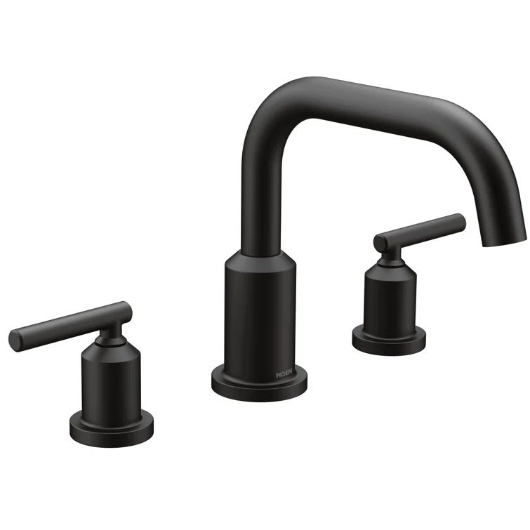 Modern Matte Black Chrome Deck Mounted Roman Tub Faucet
