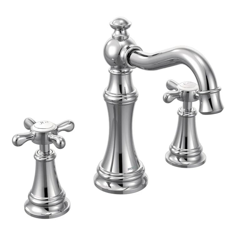Polished Nickel Widespread Bathroom Faucet with Drain Assembly