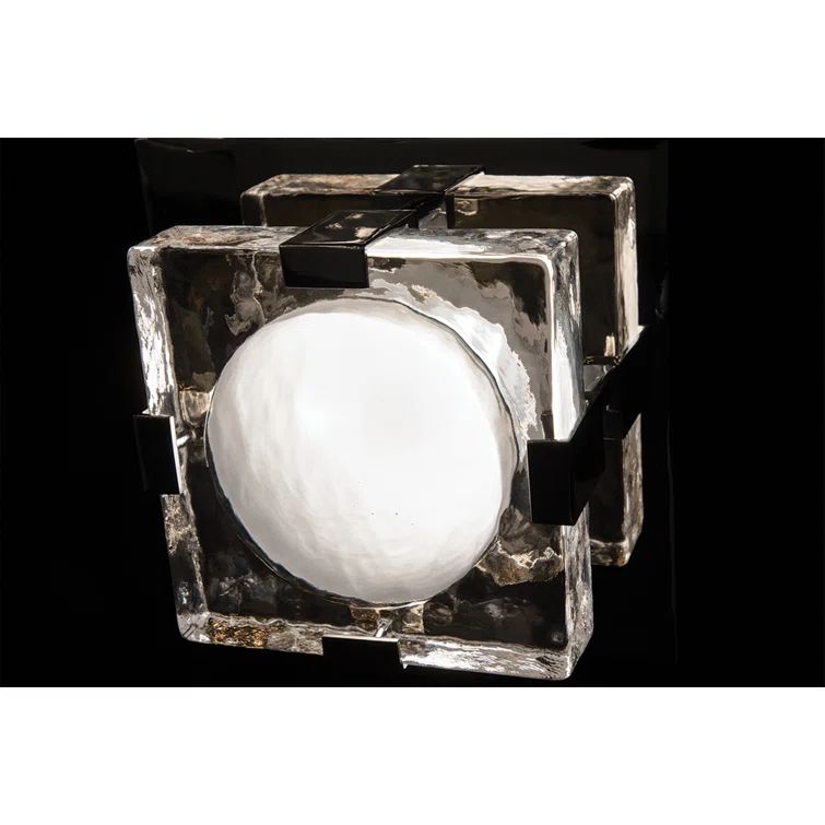 Bourne Aged Brass Dimmable LED Wall Sconce with Etched Glass Shade