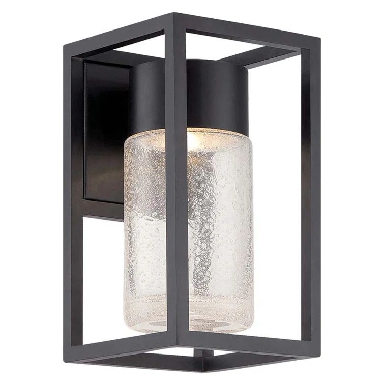 Black Cylinder LED Outdoor Wall Light with Clear Seeded Crystal