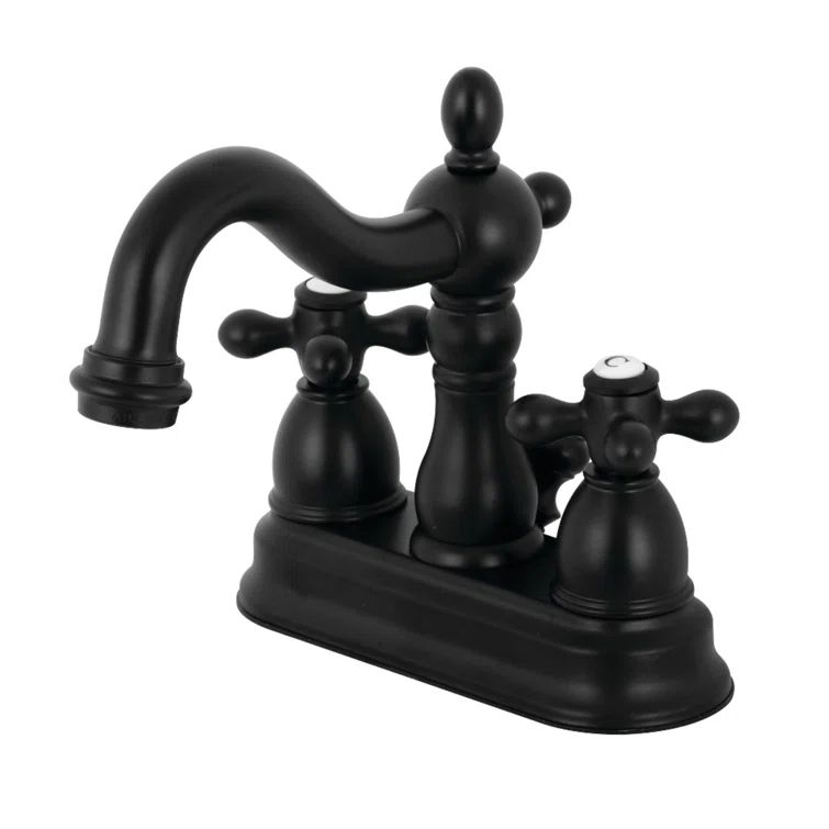 Matte Black Traditional 4-Inch Centerset Bathroom Faucet