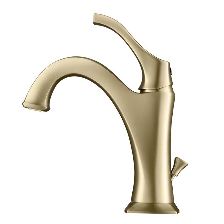 Arlo Brushed Gold Single Handle Bathroom Faucet with Lift Rod Drain
