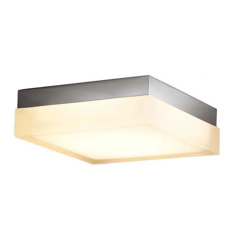Brushed Nickel 6" Square LED Flush Mount with Opal Glass