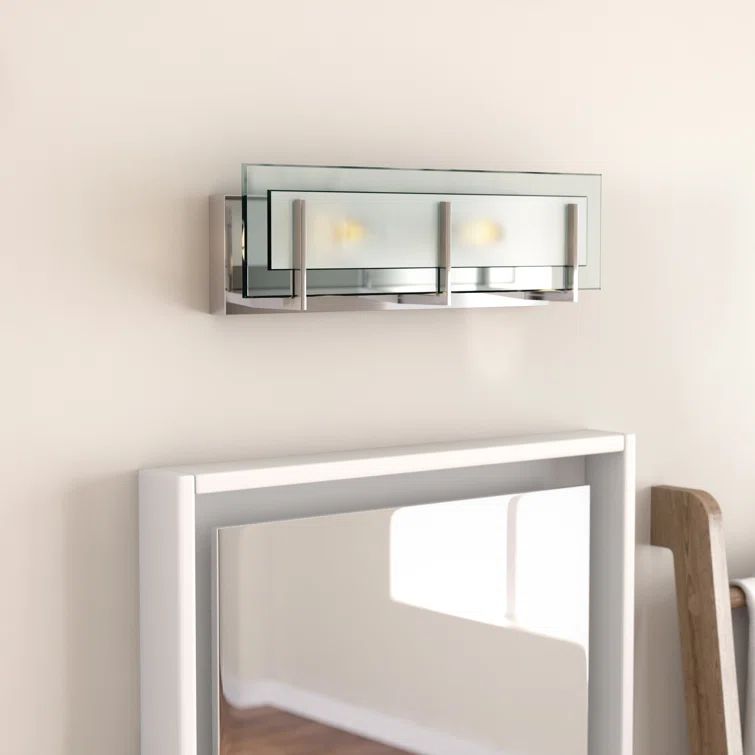 Sleek Outdoor Chrome Wall Light with Dimmable Clear Etched Glass