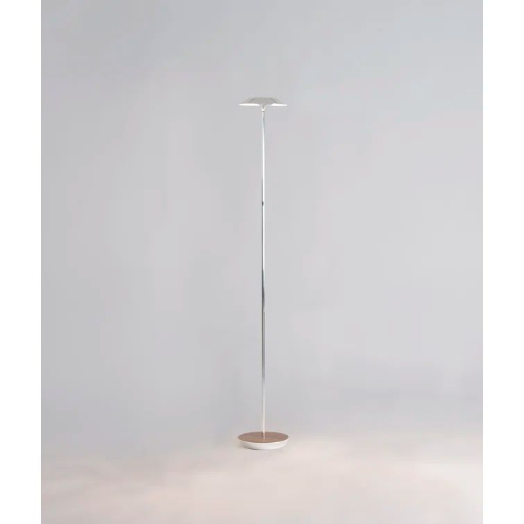 Royyo Chrome & Oiled Walnut 45.5'' Dimmable LED Floor Lamp