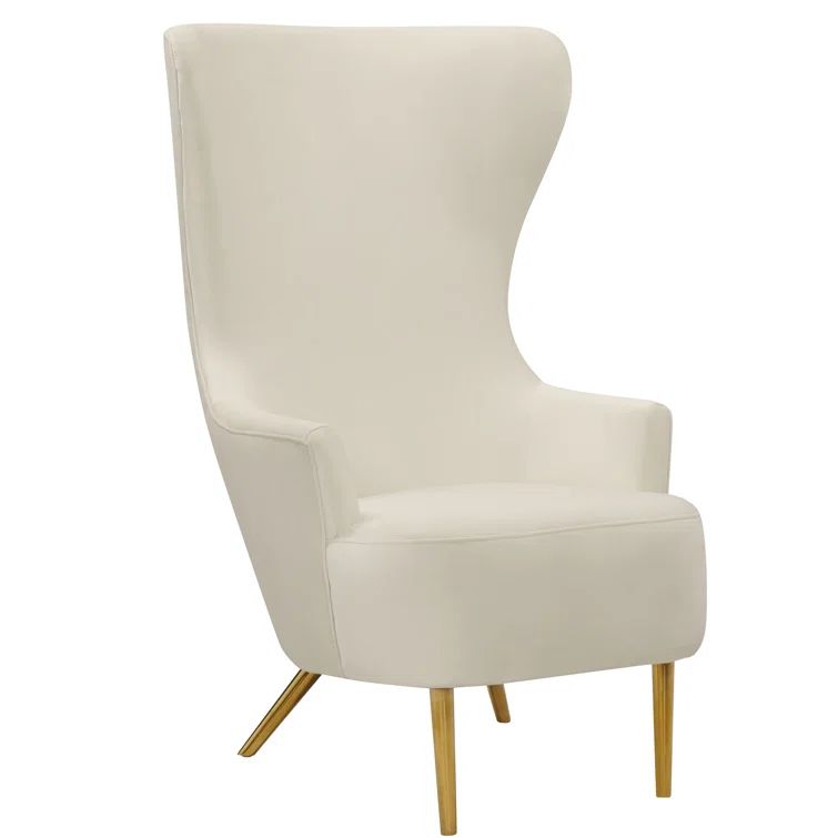 Cream Velvet Barrel Accent Chair with Manufactured Wood Frame