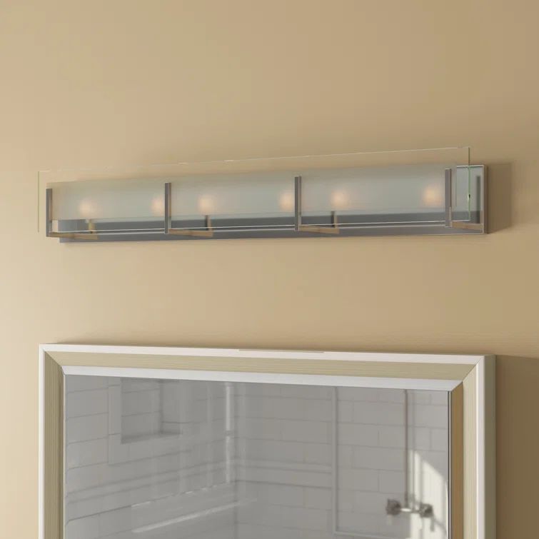 Sleek Chrome 6-Light LED Outdoor Bath Bar with Clear Etched Glass
