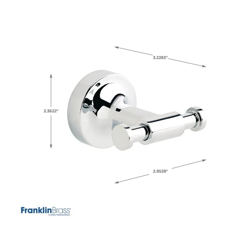 Polished Chrome Double Towel Hook with Mounting Hardware