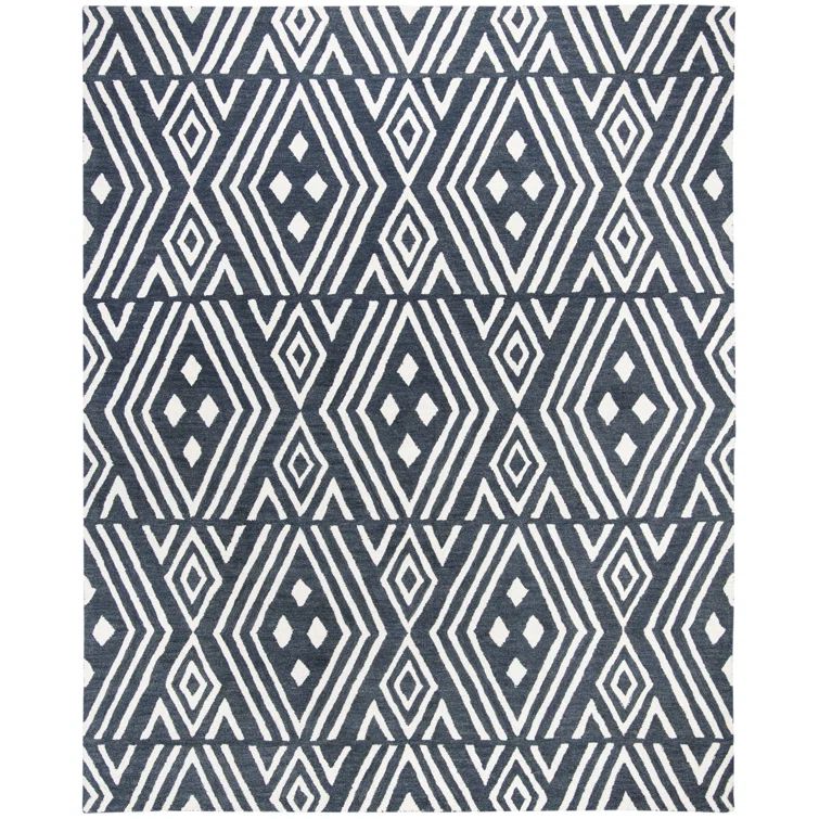 Slate Geometric Handmade Tufted Wool Rectangular Rug 8' x 10'