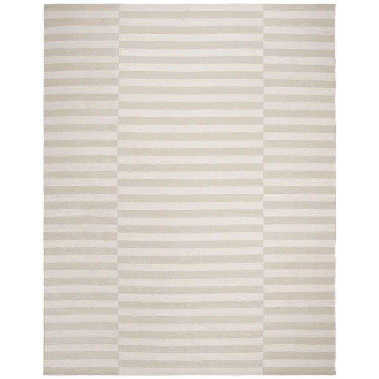 Alabaster Stripe Handmade Cotton Area Rug, 9' x 12'