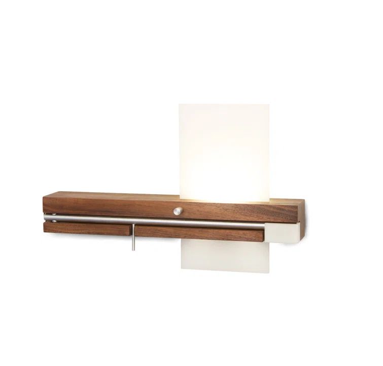 Walnut and Frosted Polymer Modern Dimmable LED Wall Sconce