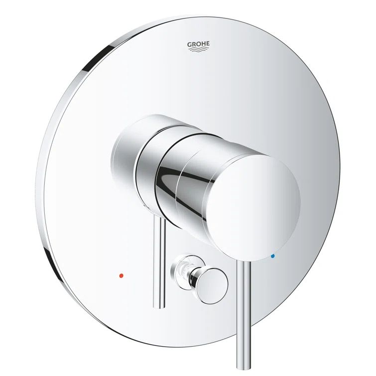 Modern Brushed Nickel European Shower Trim with Lever Control
