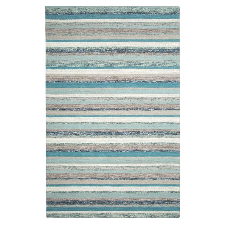 Fairfield Striped Gray and Blue Wool Area Rug