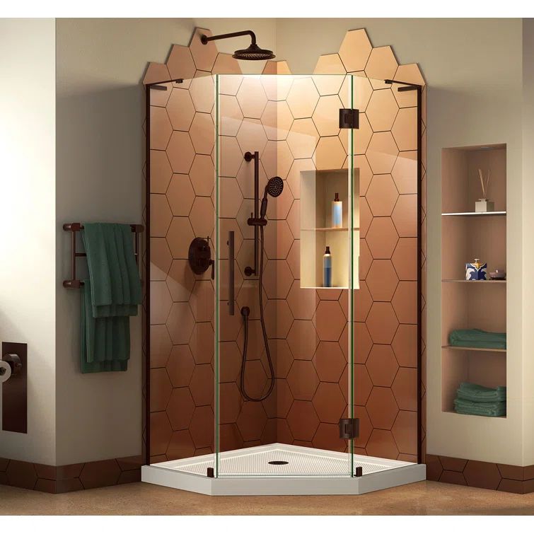 Prism Plus 42" Frameless Neo-Angle Shower Enclosure with Clear Glass