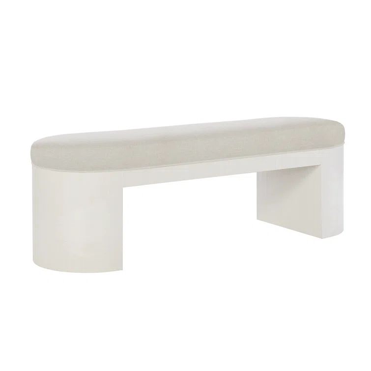 Elegant Cream Polyester 56" Transitional Upholstered Bench