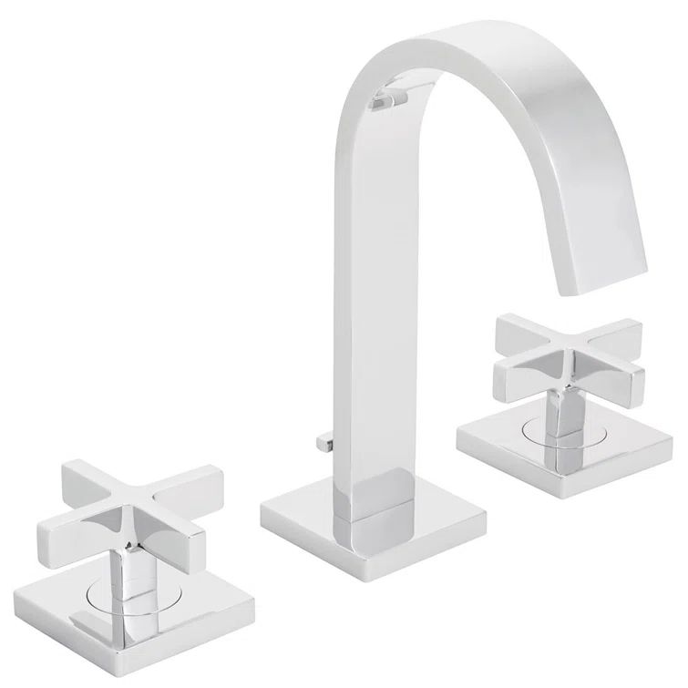 Lura Modern Polished Chrome Widespread Bathroom Faucet with Cross Handles