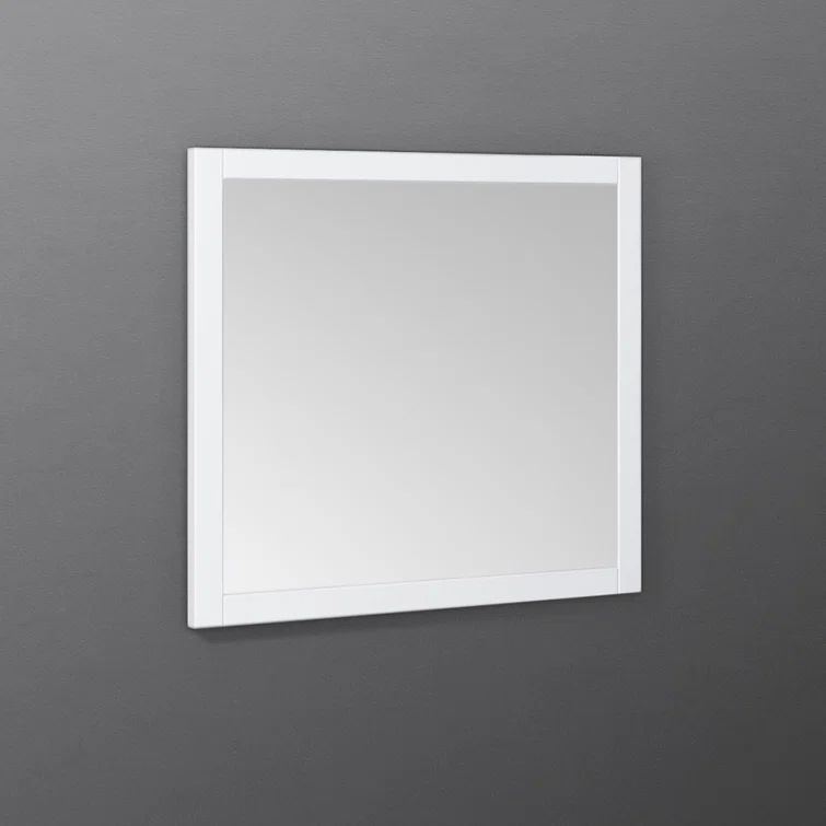 White Wood Square Framed Bathroom Vanity Mirror