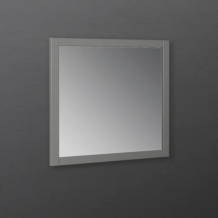 Elegant 30" Square Gray Wood Framed Bathroom Vanity Mirror