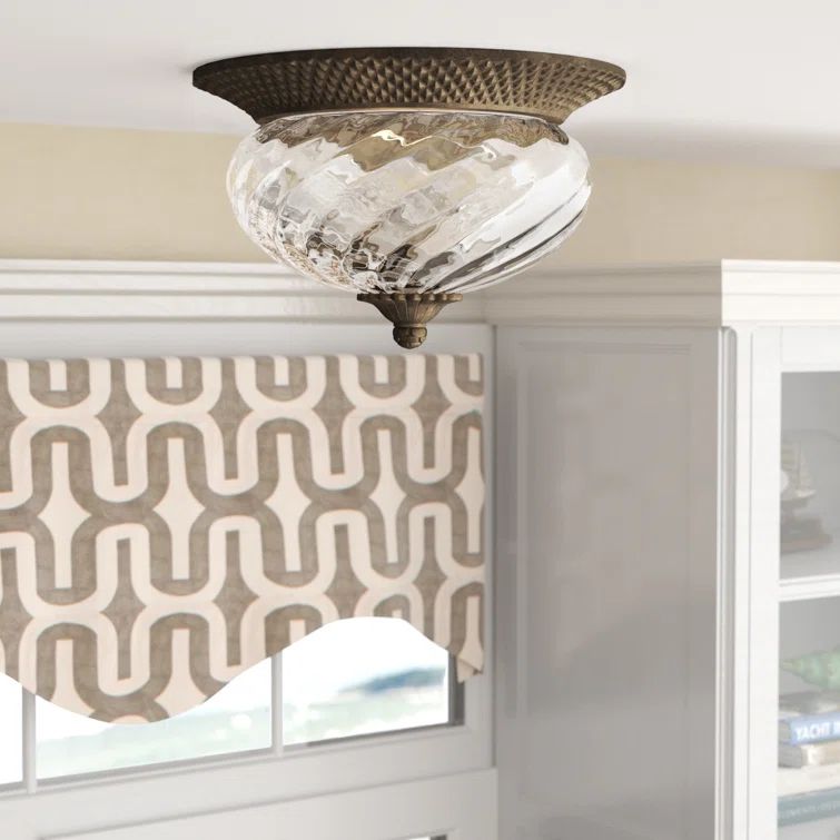 Pearl Bronze 3-Light Indoor/Outdoor Flush Mount with Clear Optic Glass