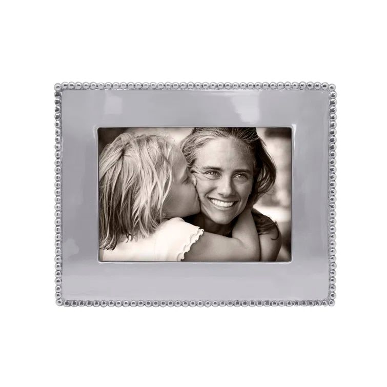 Elegant Beaded Silver 5x7 Traditional Tabletop Frame