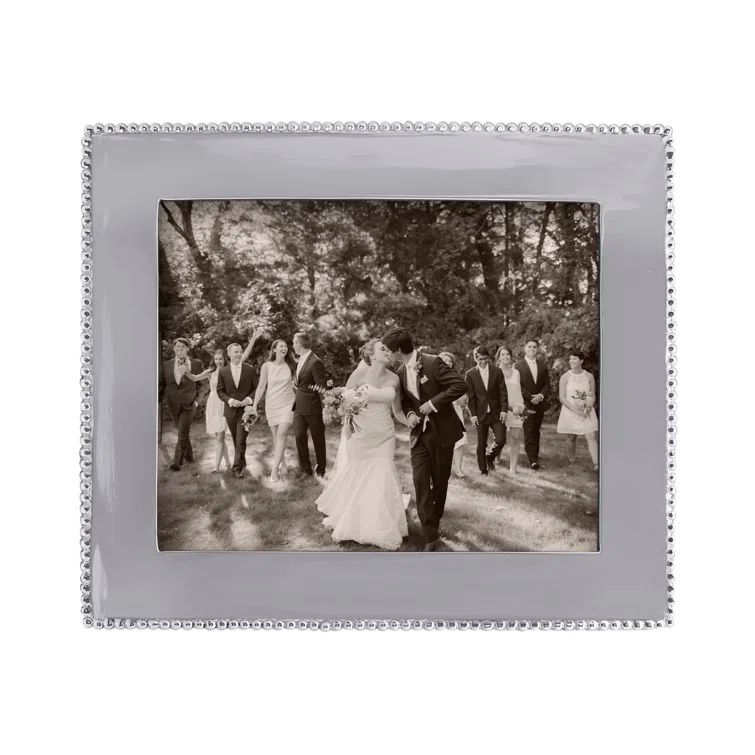 Classic Beaded Silver Metal 4" x 6" Tabletop Picture Frame