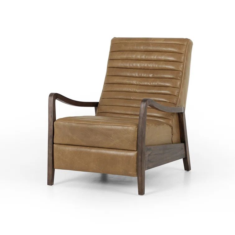 Warm Taupe Dakota Leather Handcrafted Contemporary Recliner Chair