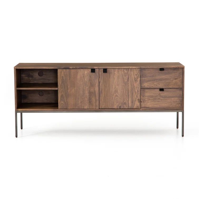 Graham 69'' Auburn Poplar Media Console with Leather Pulls