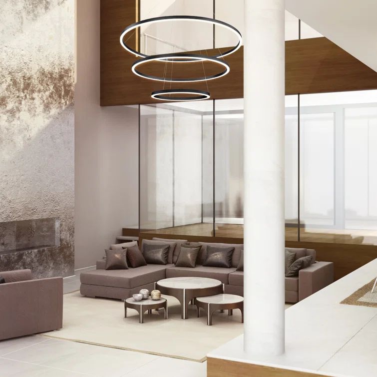Spunto Matte Black 3-Light LED Chandelier with Opal Diffusers