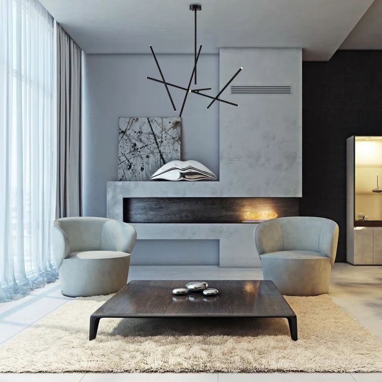 Black Frosted 10-Light LED Abstract Chandelier