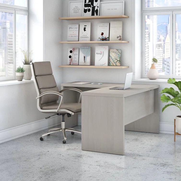 Echo 60" Gray Sand Engineered Wood L-Shaped Computer Desk
