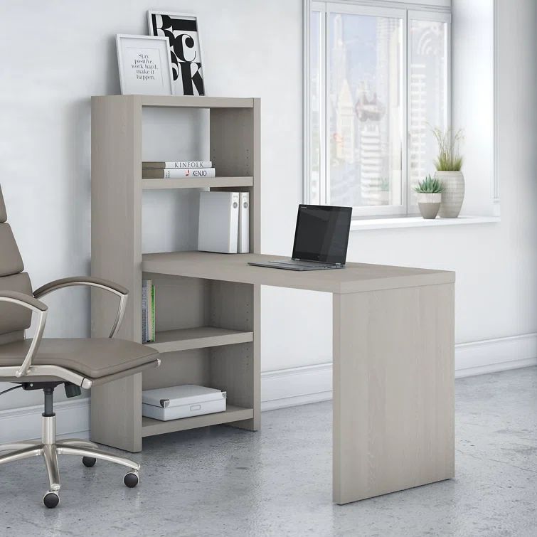Contemporary Gray Sand 56'' Adjustable Home Office Desk