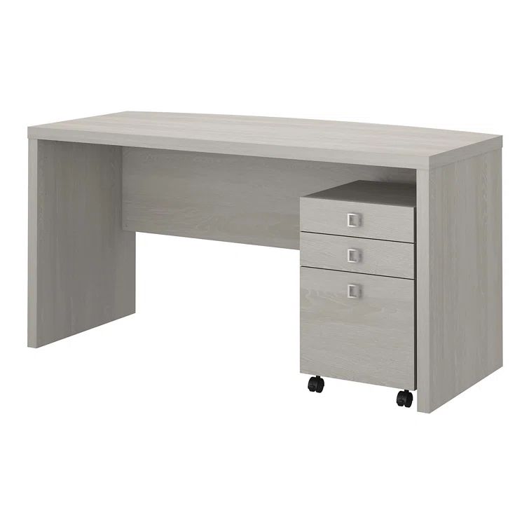 Gray Sand Modern Home Office Desk with 3 Drawers