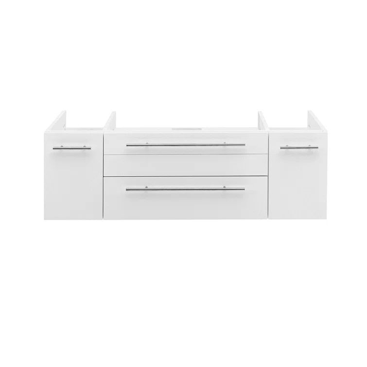 Lucera 48" White Wall Mount Double Vessel Sink Bathroom Vanity